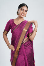 Rani Purple Mangalgiri Silk Saree image 4
