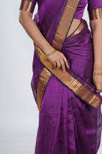Rich Royal Purple Mangalgiri Silk Saree image 3