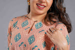 Terracotta Sanganeri Angrakha Kurta Set image 1