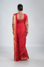 Vermillion Red Mangalgiri Silk Saree image 5