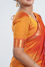 Golden Orange Mangalgiri Silk Saree image 3