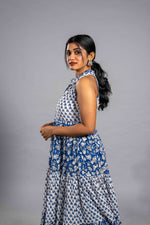 Indigo Blossom Tiered Sanganeri Dress image 4