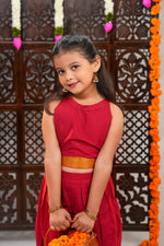 Manjari Crimson Mangalagiri Co-ord Set