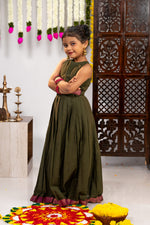 Haritha Olive Mangalagiri Pavada Set