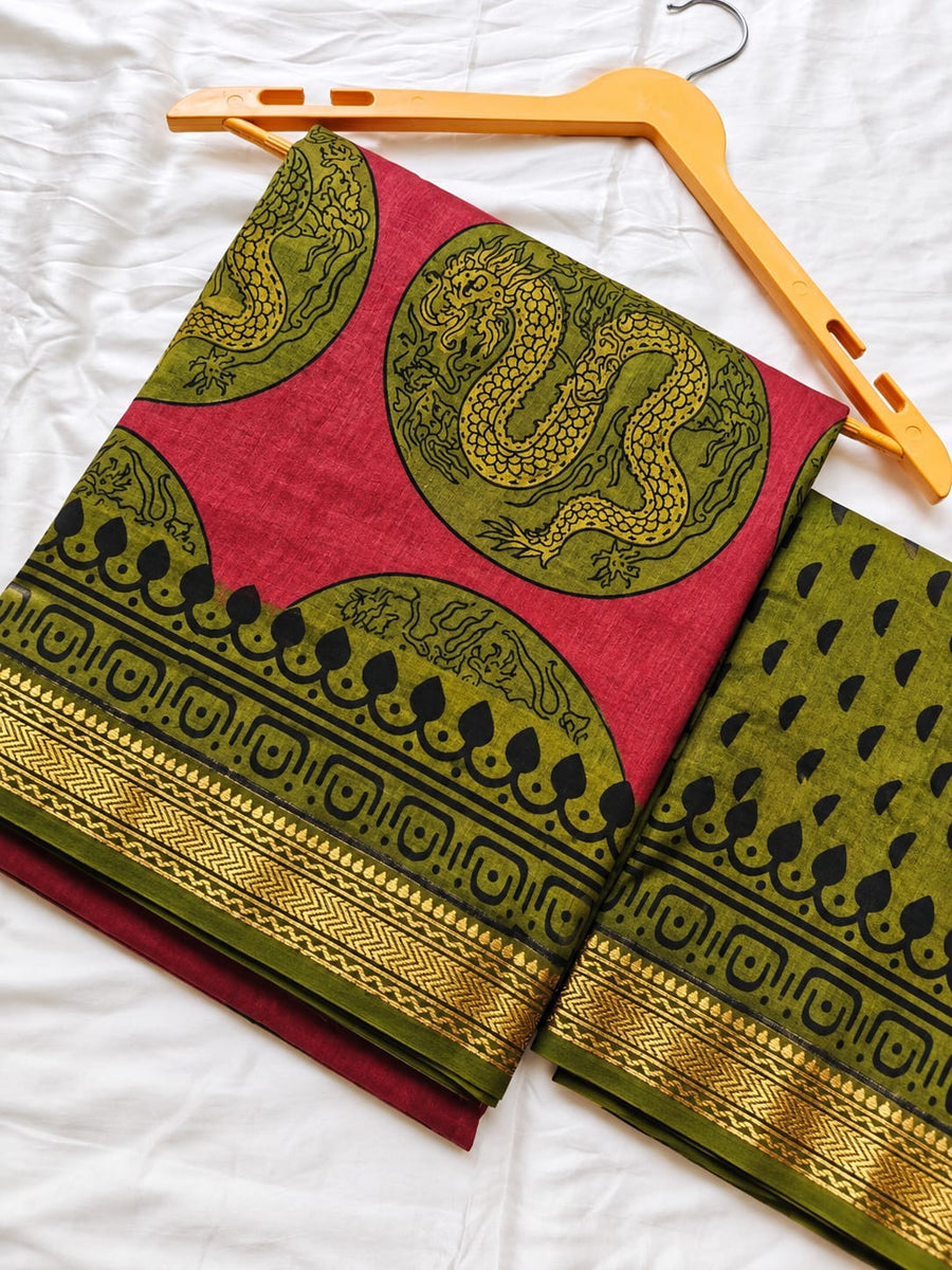 Block Print Maheshwari Saree