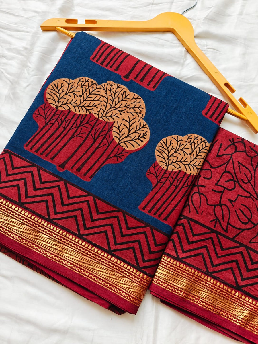 Block Print Maheshwari Saree
