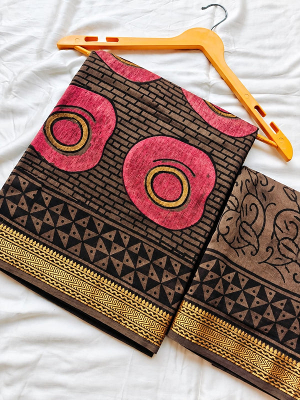 Block Print Maheshwari Saree