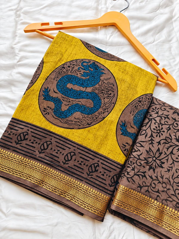 Block Print Maheshwari Saree