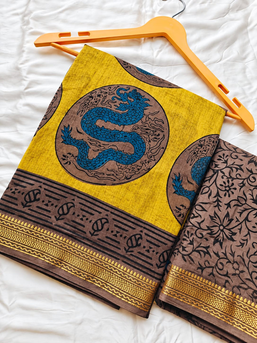 Block Print Maheshwari Saree