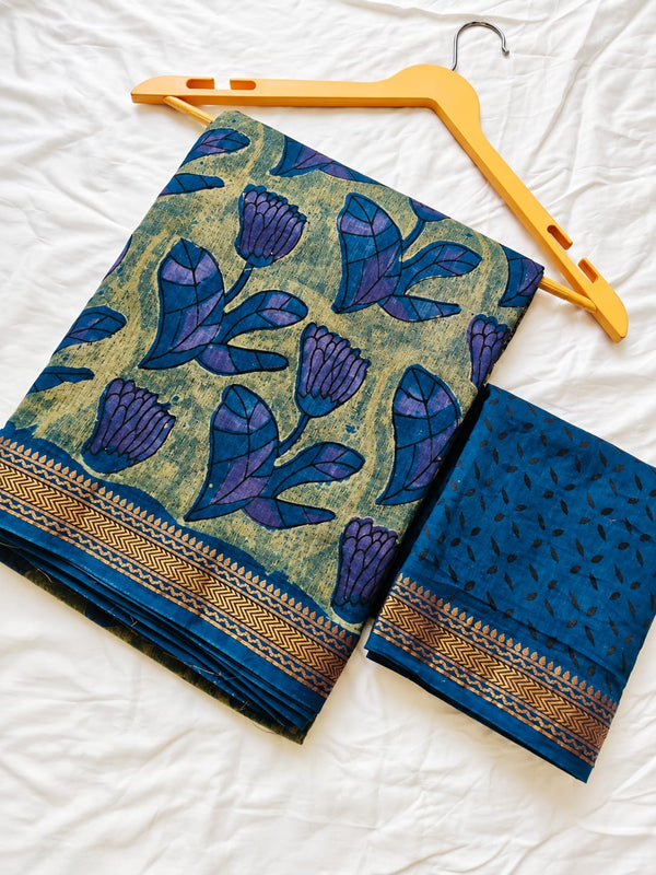 Block Print Maheshwari Saree