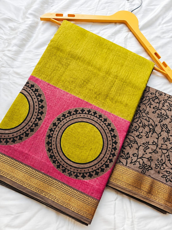 Block Print Maheshwari Saree