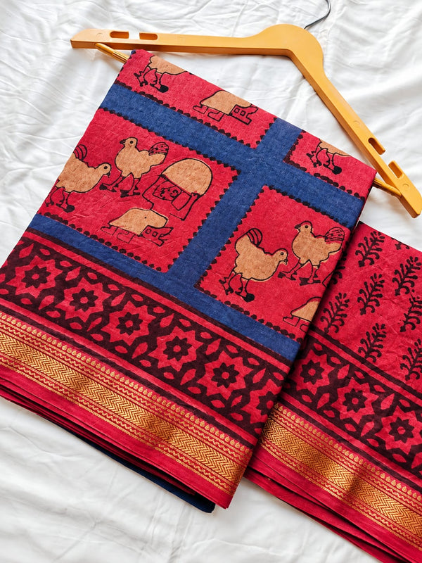Block Print Maheshwari Saree