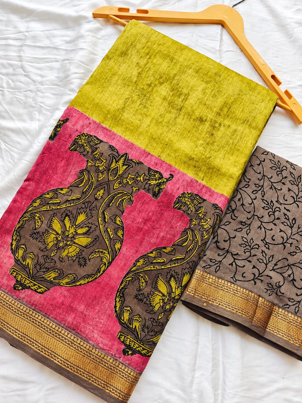 Block Print Maheshwari Saree