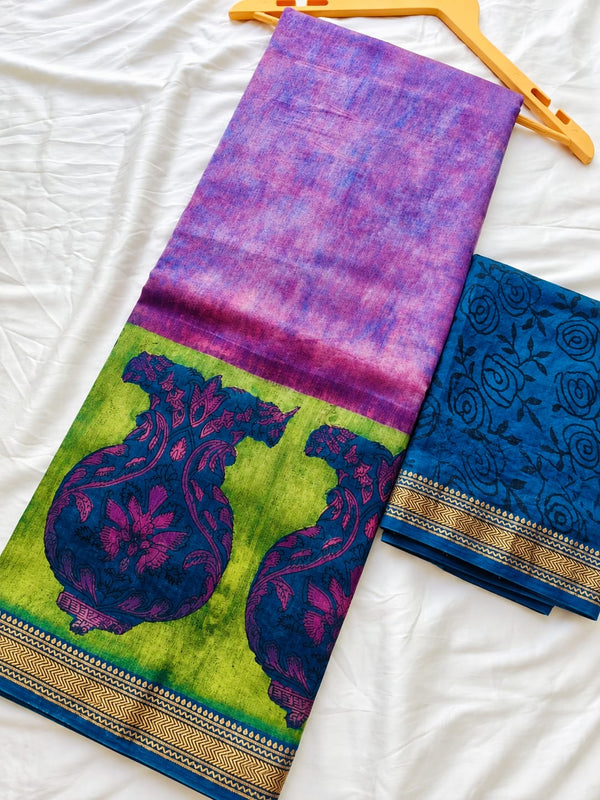 Block Print Maheshwari Saree