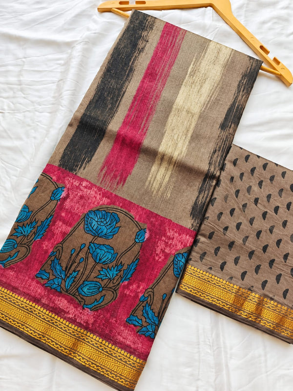 Block Print Maheshwari Saree