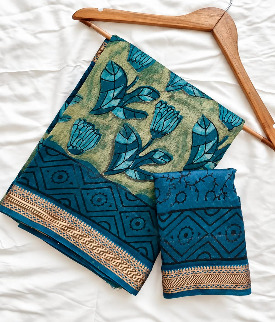 Block Print Maheshwari Saree