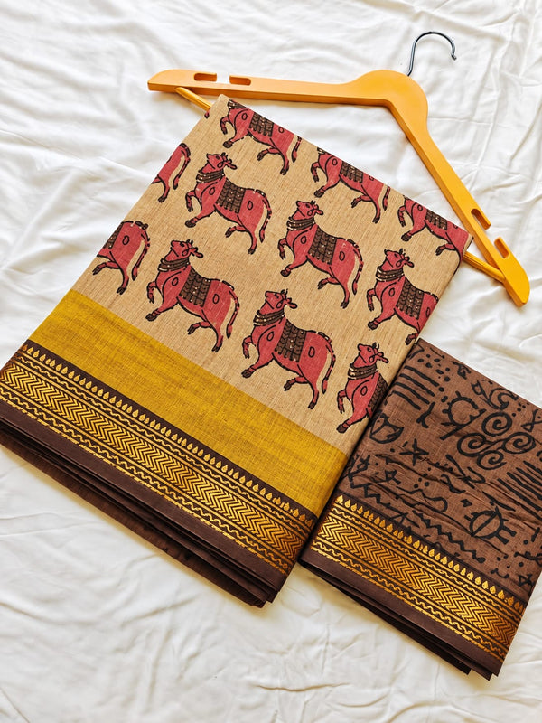 Block Print Maheshwari Saree