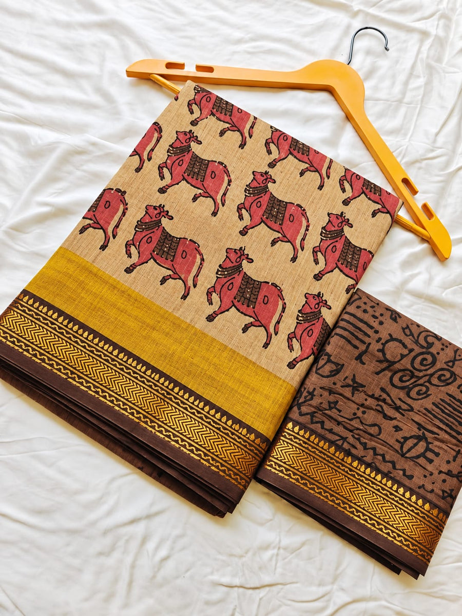 Block Print Maheshwari Saree