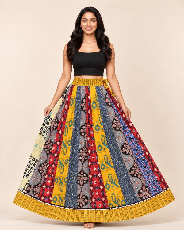 Ajrakh Panel Skirt