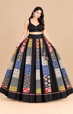 Ajrakh Plain Tukdi Skirt