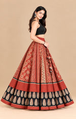 Ajrakh Veg Paneled Skirt