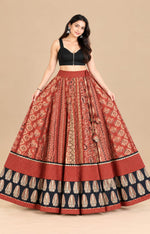Ajrakh Veg Paneled Skirt