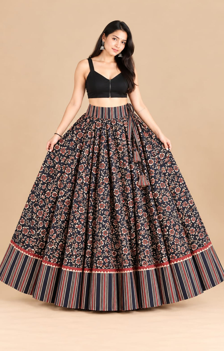 Ajrakh Veg Kaili Border Skirt