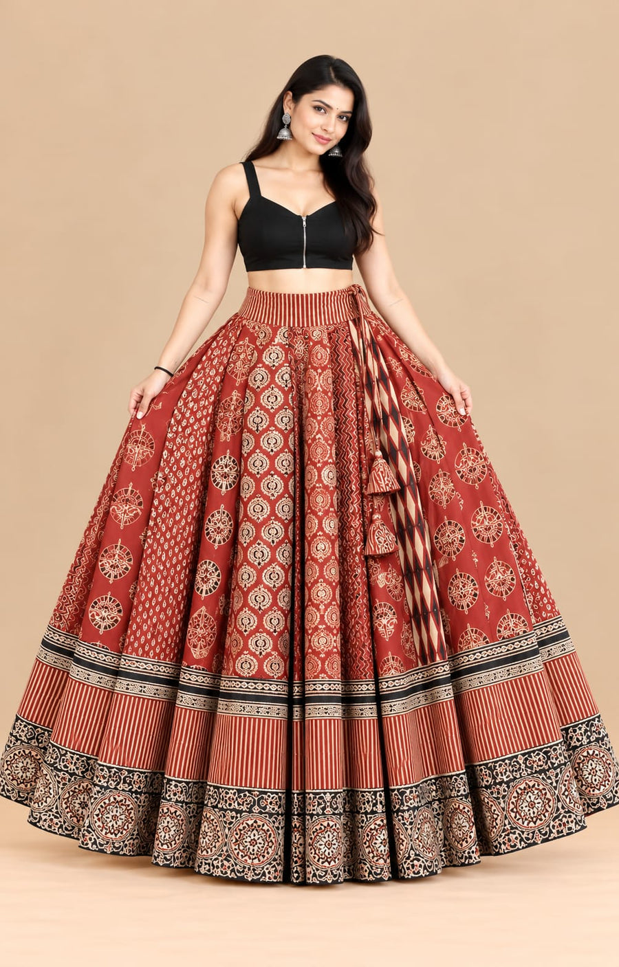 Ajrakh Veg Kaili Border Skirt