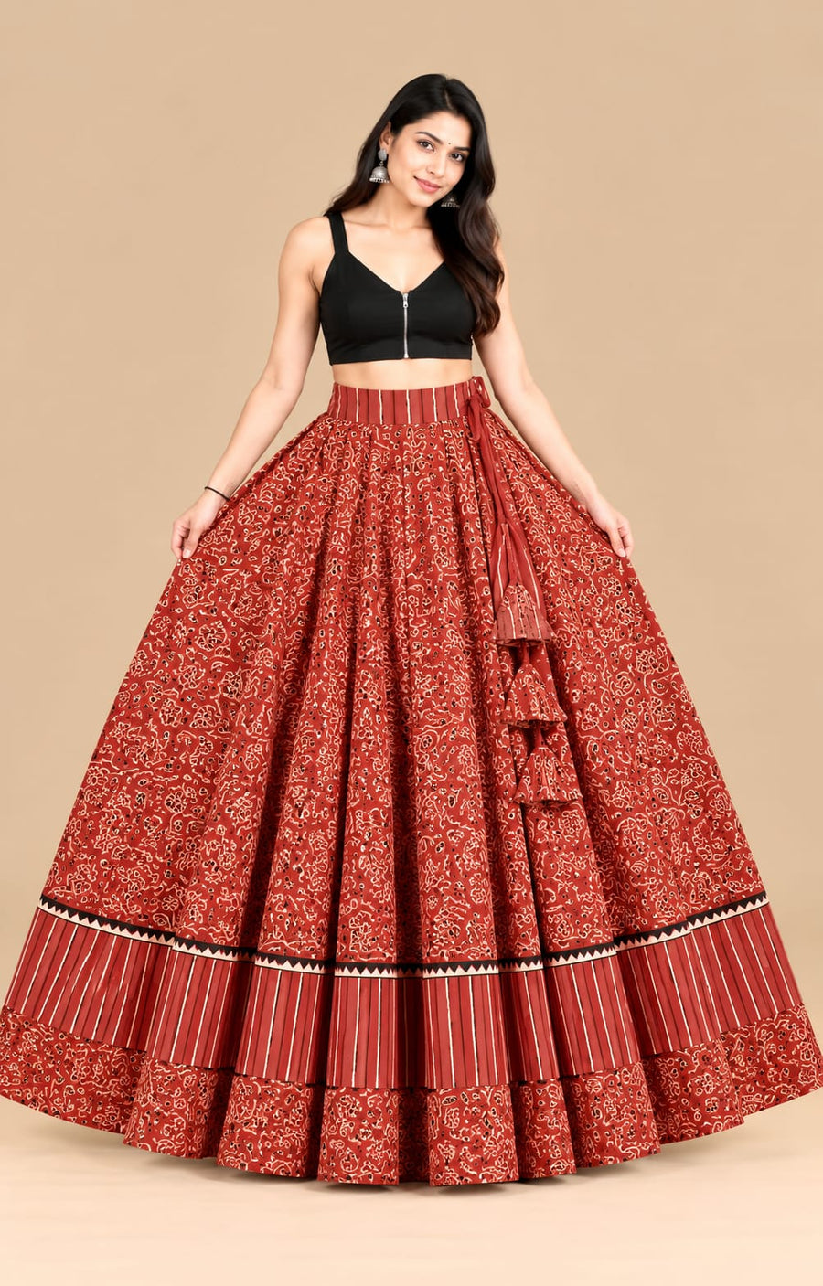 Ajrakh Veg Kaili Border Skirt