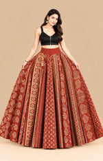 Red High Flared Skirt