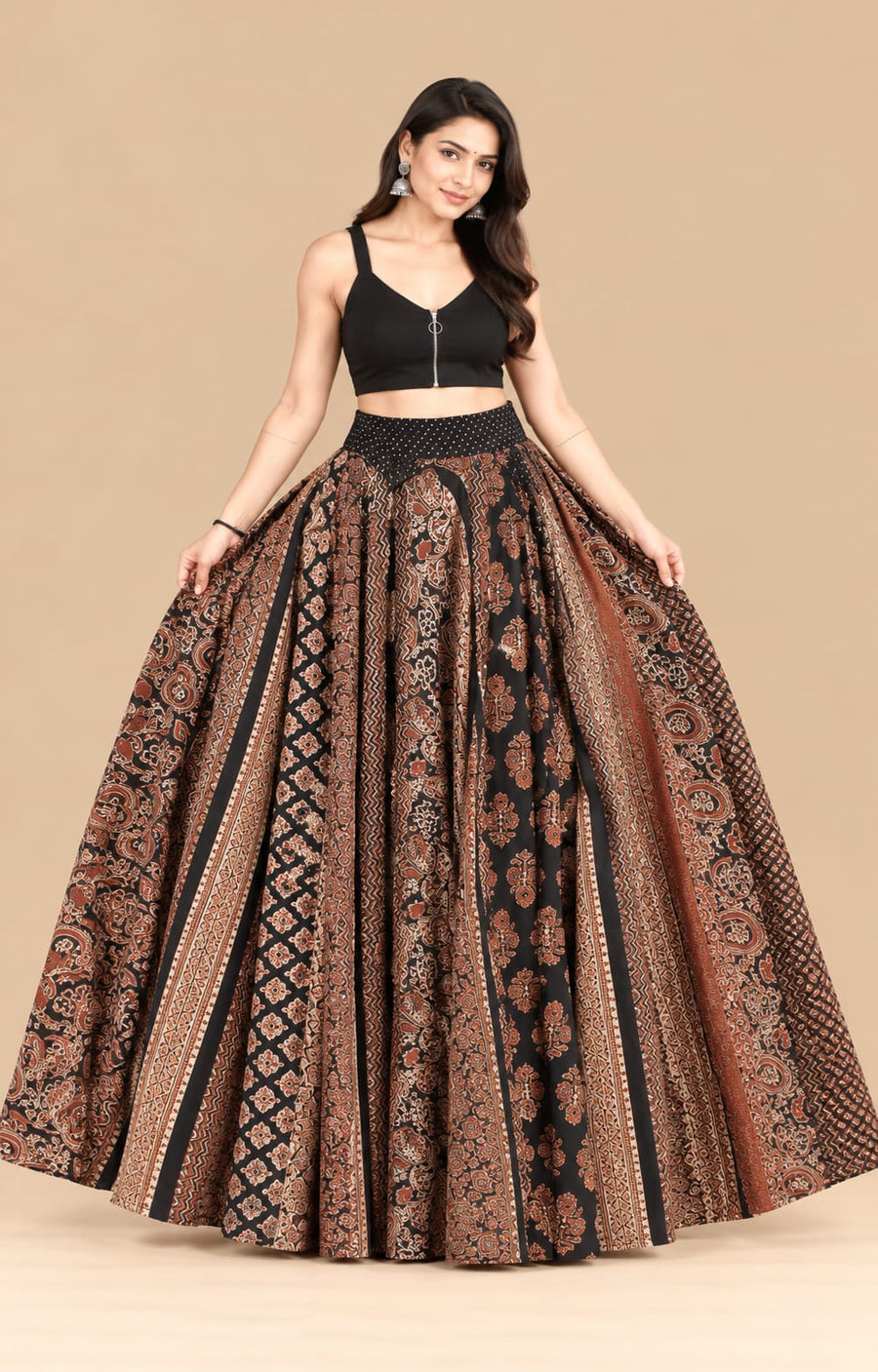 Black High Flared Skirt
