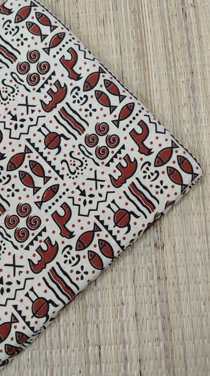 Ajrakh Veg Print Running Fabrics