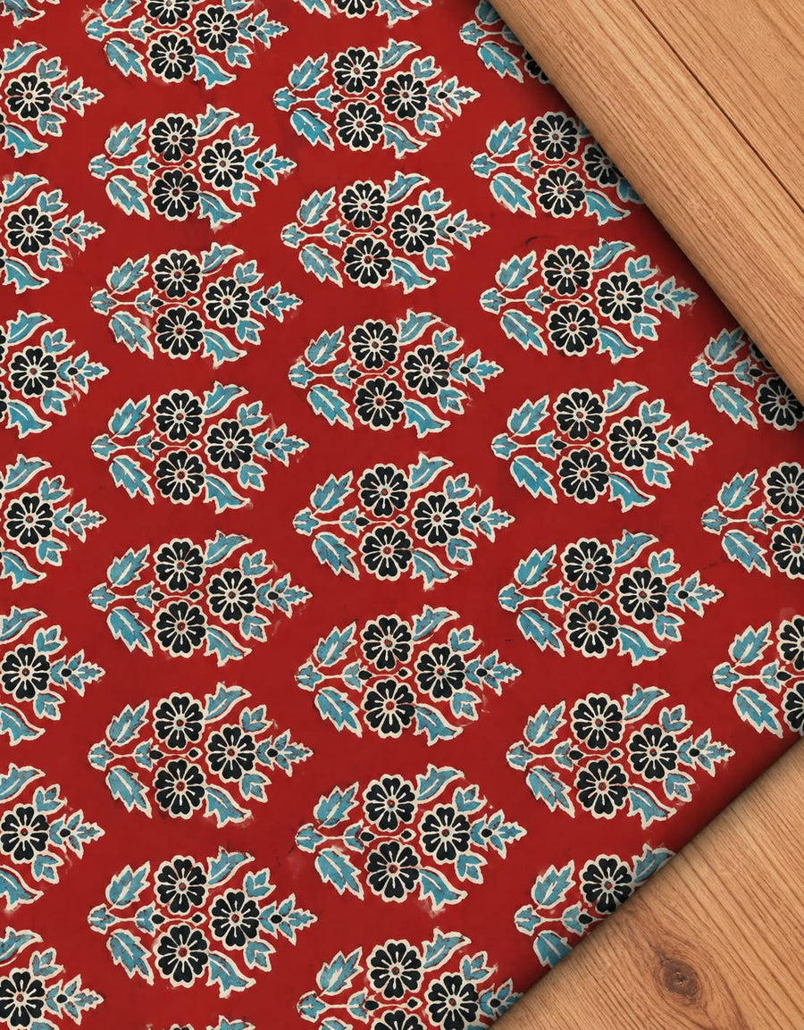 Ajrakh Blockprint Natural Running Fabrics