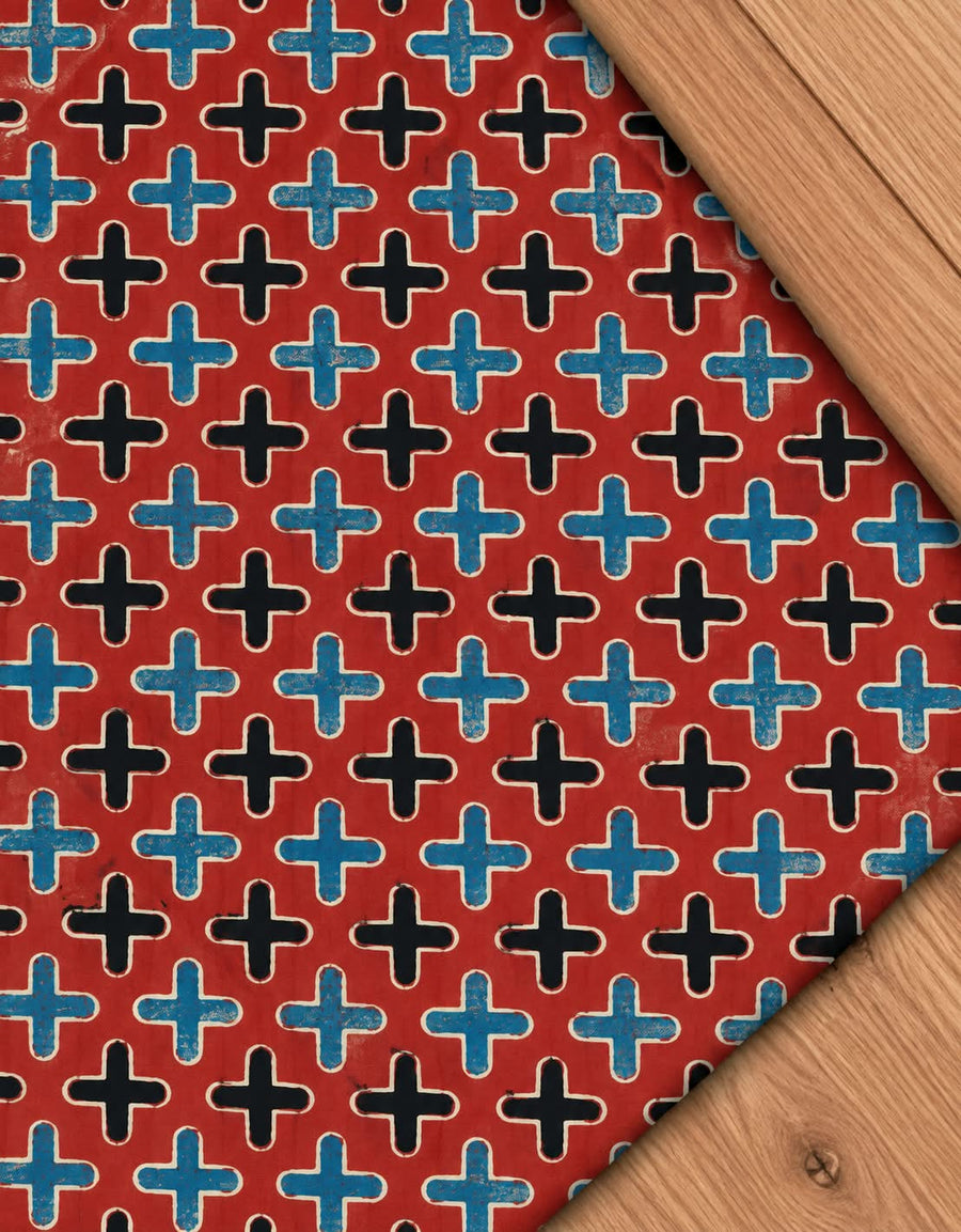 Ajrakh Blockprint Natural Running Fabrics