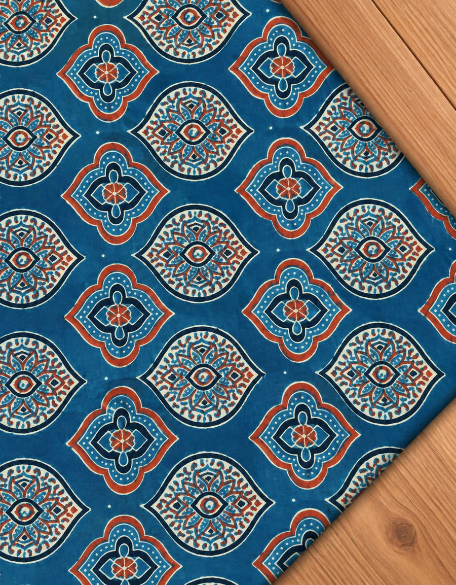 Ajrakh Blockprint Natural Running Fabrics