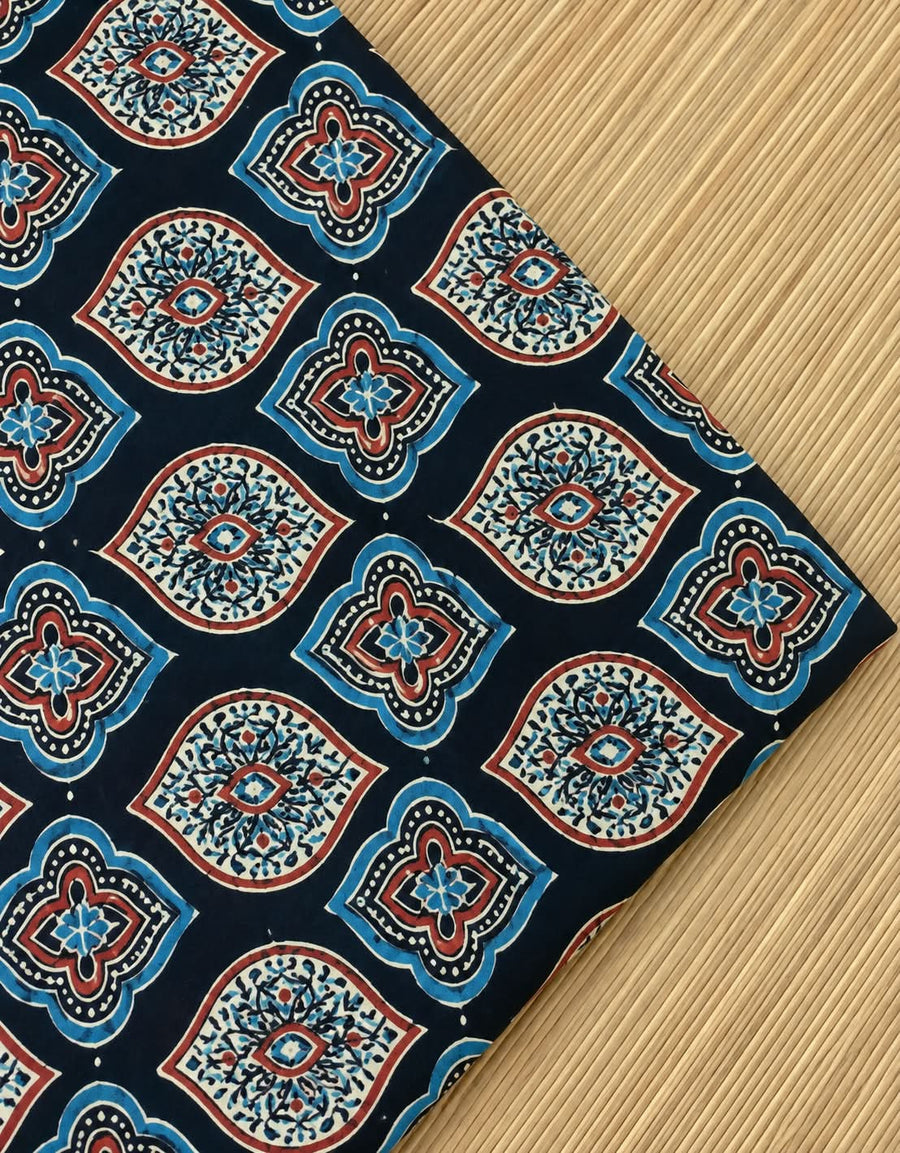 Ajrakh Blockprint Natural Running Fabrics