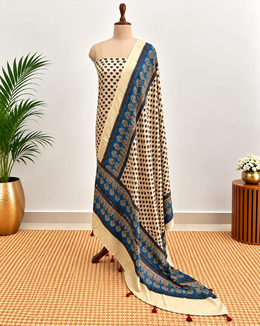 Handblock Ajrakh Modal Silk Suit Set