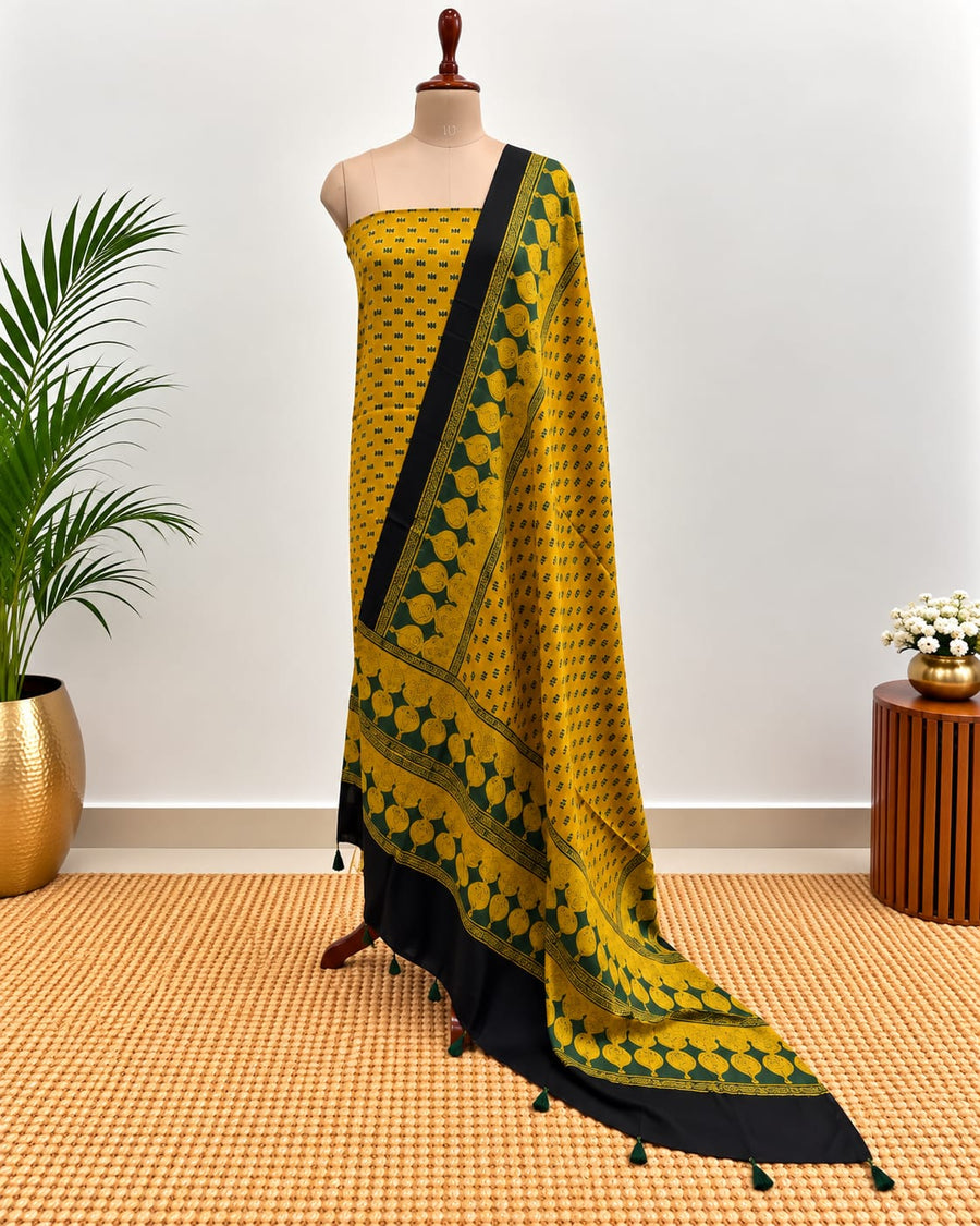 Handblock Ajrakh Modal Silk Suit Set