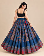 Ajrakh Blue Multi Patch Skirt