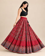 Ajrakh Maroon Multi Patch Skirt