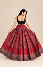 Ajrakh Maroon Multi Patch Skirt