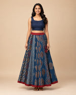 Ajrakh Blue Multi Patch Skirt
