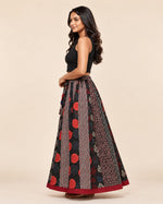 Ajrakh Black Multi Patch Skirt