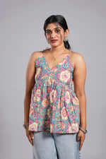Teal Floral Muse Top image 2