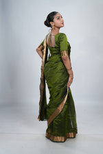 Leaf Green Mangalgiri Silk Saree image 5