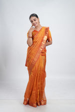 Golden Orange Mangalgiri Silk Saree image 7