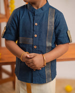 Neelayan Midnight Blue Mangalagiri Shirt