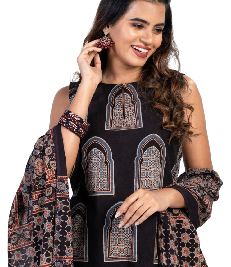 ajrakh printed sarees