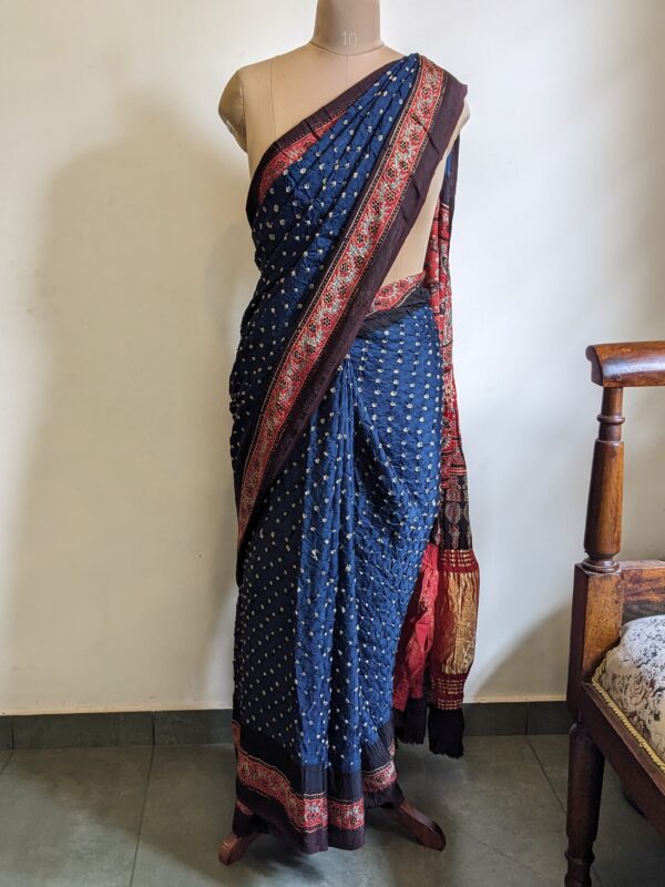 AJRAKH BANDHANI MODAL SILK SAREE (WITH BLOUSE)