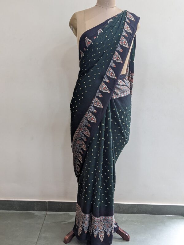 AJRAKH BANDHANI MODAL SILK SAREE (WITH BLOUSE)